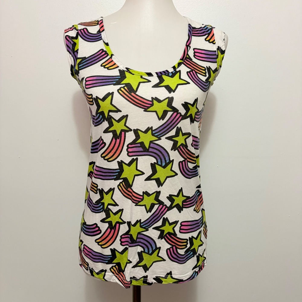 ASO Hannah Montana Y2K Lux Shooting Star Rainbow T-Shirt M White Neon Graphic - Picture 3 of 9